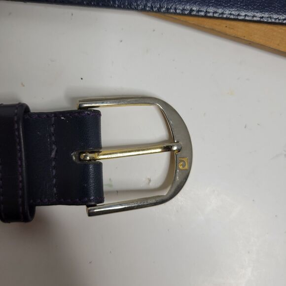 Pierre Leather Belt Cardin Blue 32/80 - Imported Cowhide Cowboy Dress Preppy - Picture 15 of 16
